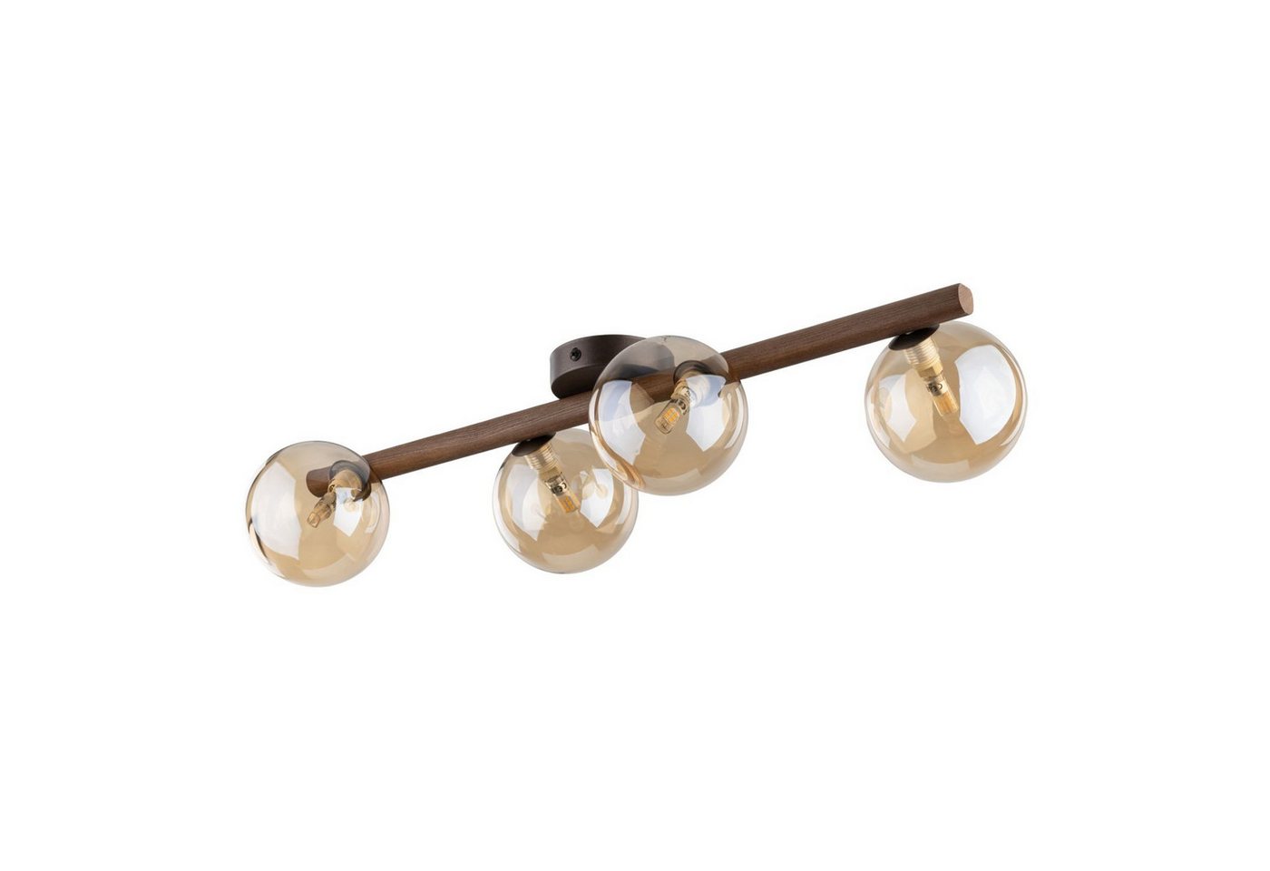 Licht-Erlebnisse Deckenleuchte MIEKE, ohne Leuchtmittel, Glas Metall Nuss Bernstein Braun G9 4-flammig Kugel Schirm Modern