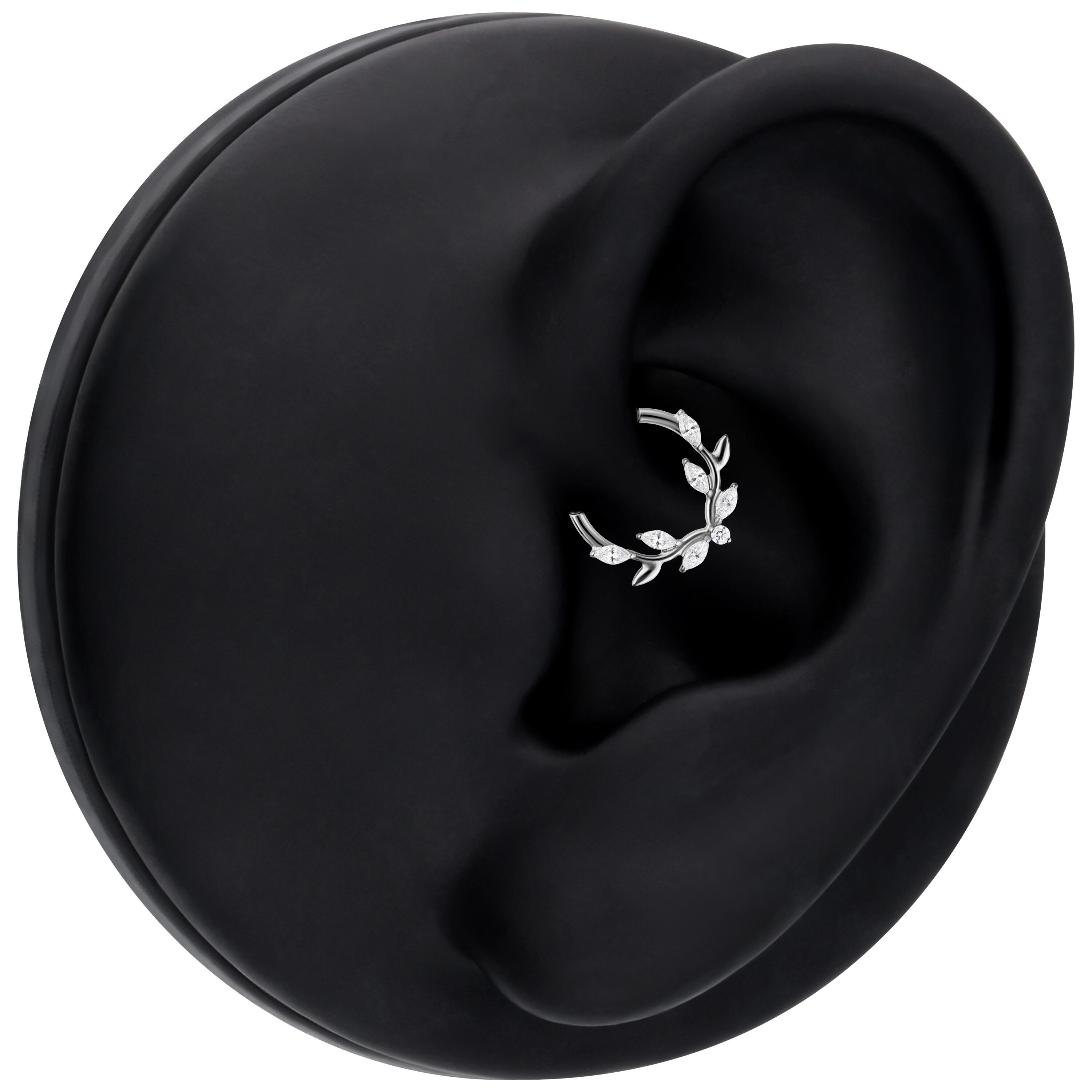 Wildcat Nasenpiercing Lovely Crystal Leaf Septum Clicker für Ohr, Nase, 1 Stück, Titan Grad 23 - wasserfest, hautverträglich, Silber – Bild 2 von 5