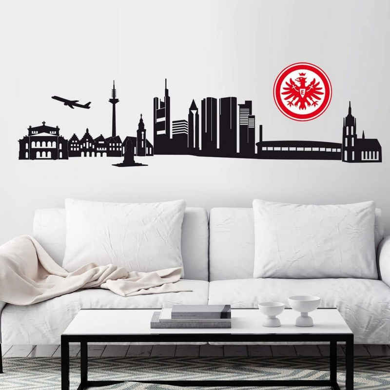 Eintracht Frankfurt Wandtattoo Fußball Wandtattoo Eintracht Frankfurt Skyline Schwarz Logo Adler Wappen Rot, Wandbild selbstklebend, entfernbar