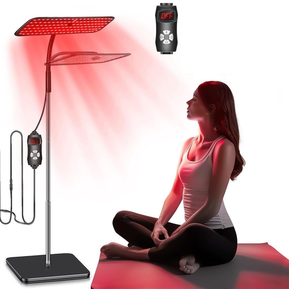 Infrarotlampe Rotlichtlampe mit Ständer, 660nm & 850nm Rotlicht Therapie mit Timer