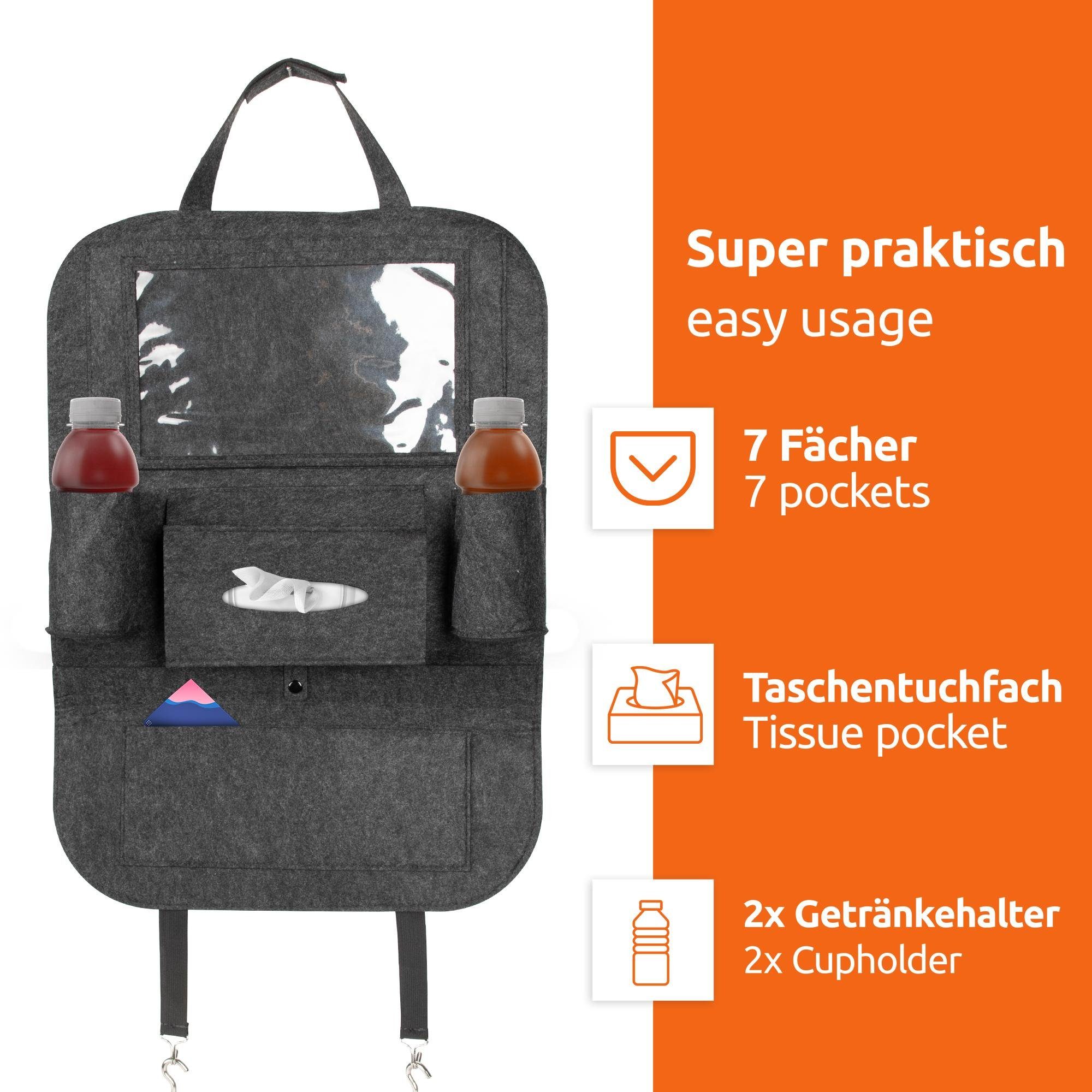 REER Reiseorganizer mit TravelKid Entertain Tablet-Tasche - Sitzschoner