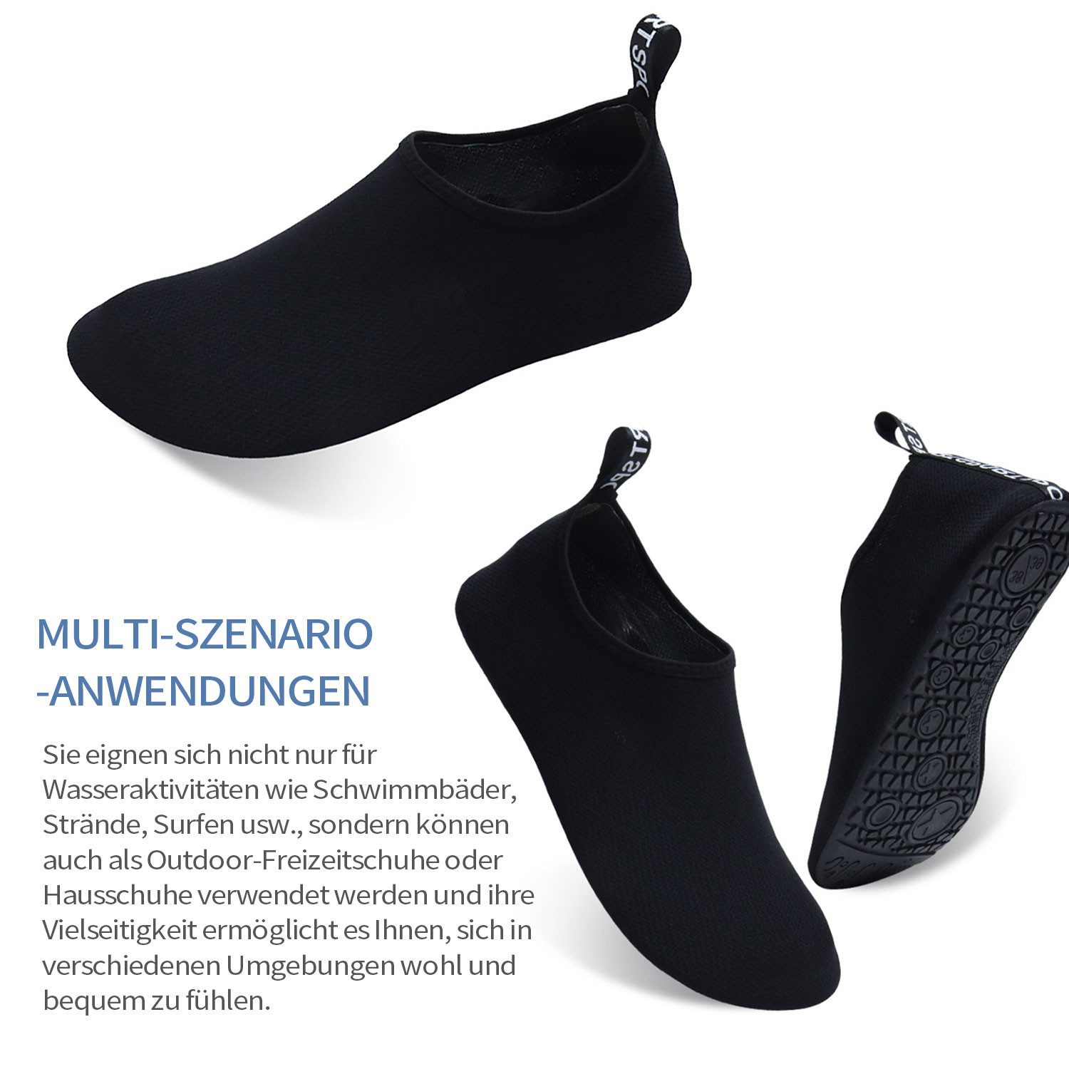 Refttenw Rutschfest Barfußschuhe Leichte Schnell Trocknend Badeschuh, Gr 34-47 Wasserschuh zum Schlupfen