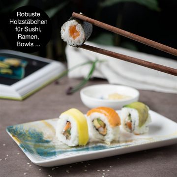 Moritz & Moritz Tafelservice Moritz & Moritz Gourmet - Sushi Set 10 teilig Marmor grün / Gold (8-tlg), 2 Personen, Geschirrset für 2 Personen