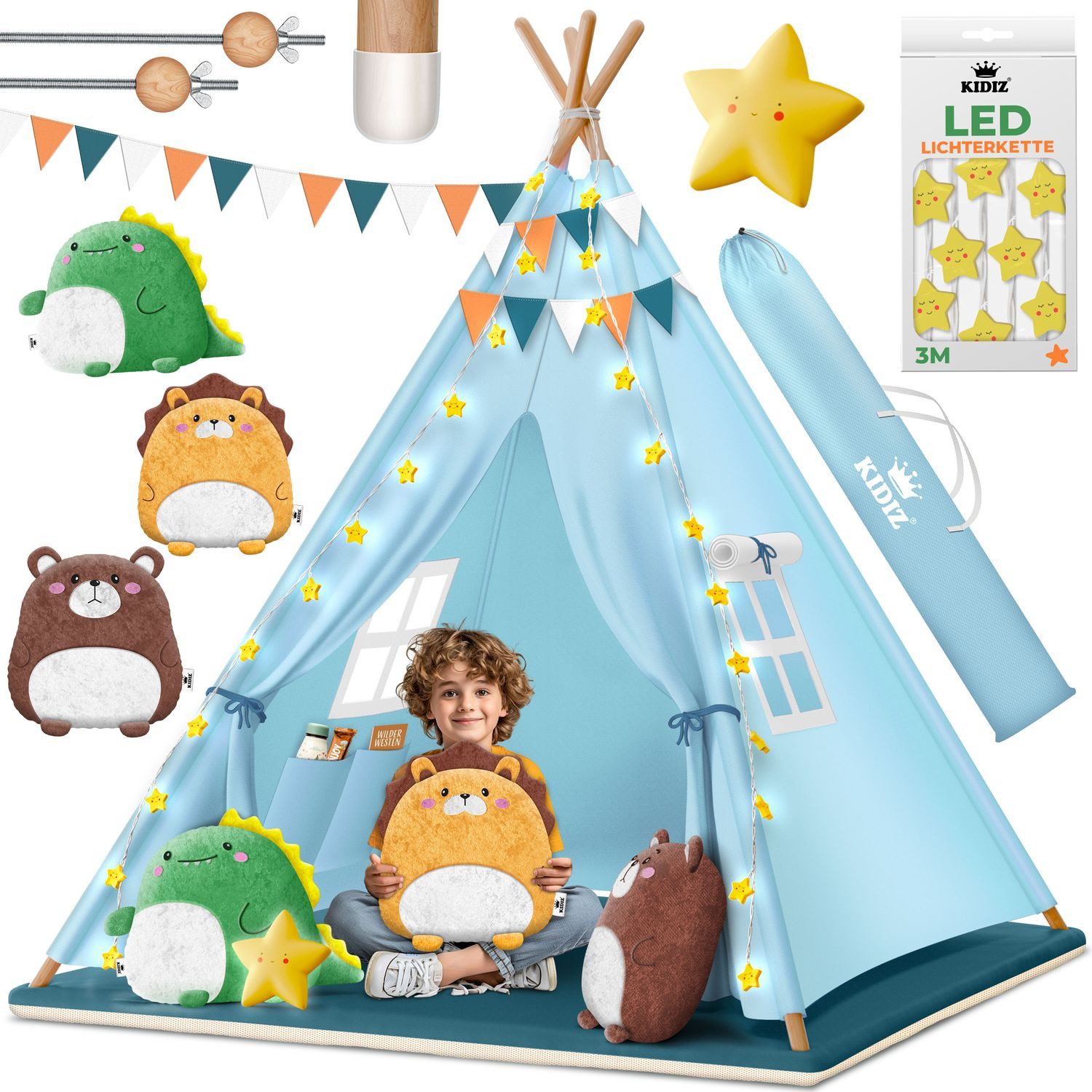KIDIZ Spielzelt Tipi Zelt für Kinder aus Baumwolle 100x100x160cm Kinderzelt günstig online kaufen