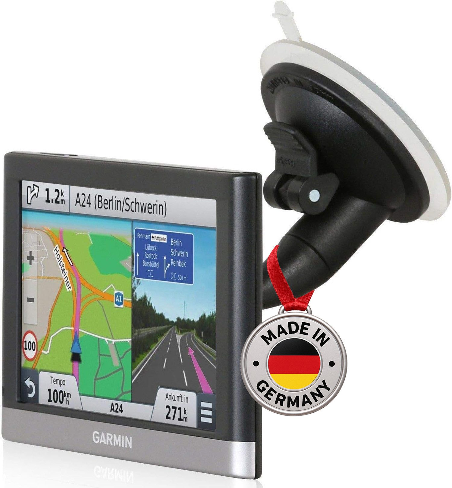 Wicked Chili Navigationsgeräte-Halterung KFZ-Halterung für Garmin Nüvi, Zumo und Dezl Navi, (1er Set, 1-tlg., Made in Germany, Vibrationsfrei, 360°drehbar)
