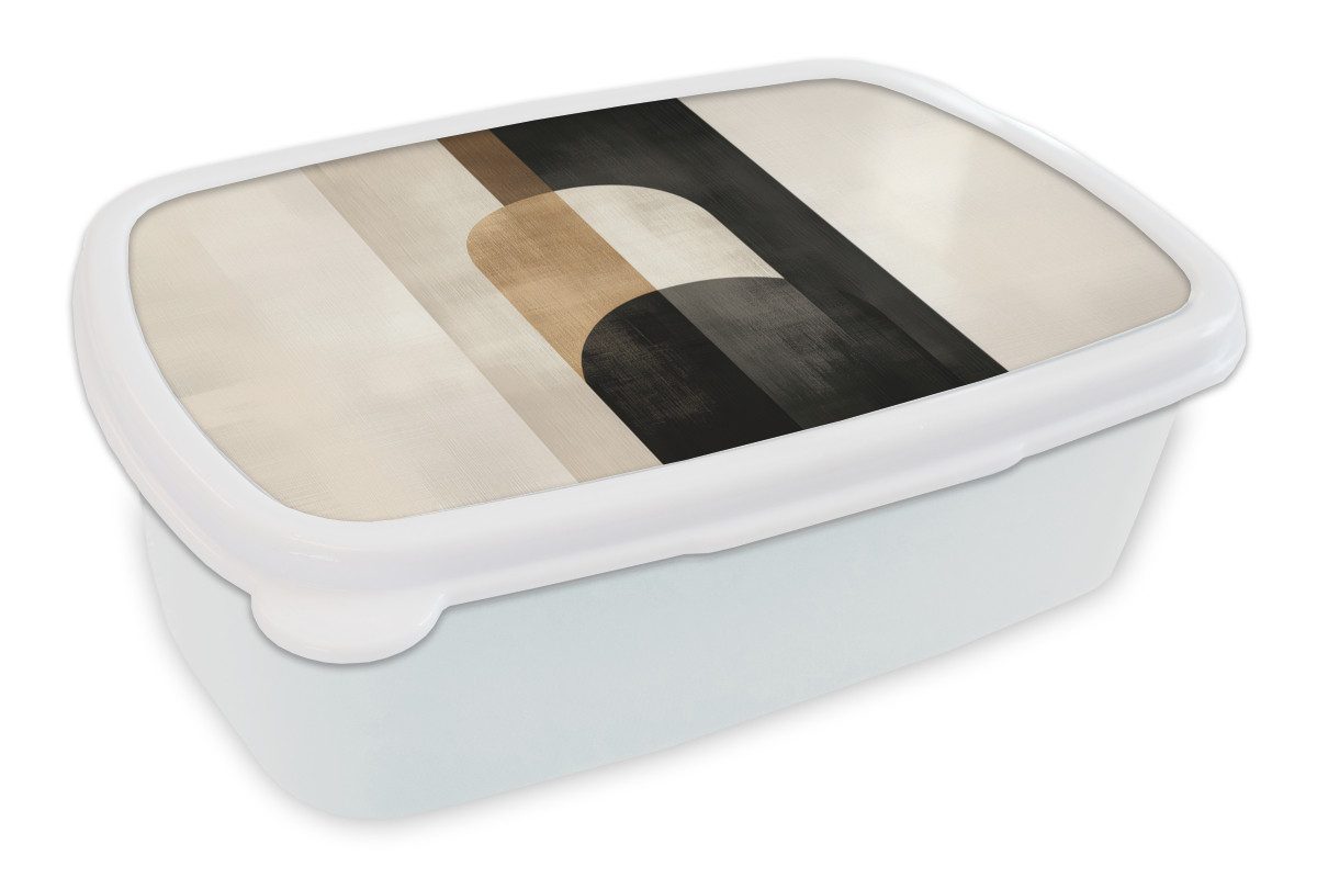 MuchoWow Lunchbox Geometrisch - Formen - Weiß, Kunststoff, (2-tlg), Brotdose Schule oder Arbeit, Brotbox für Kinder und Erwachsene