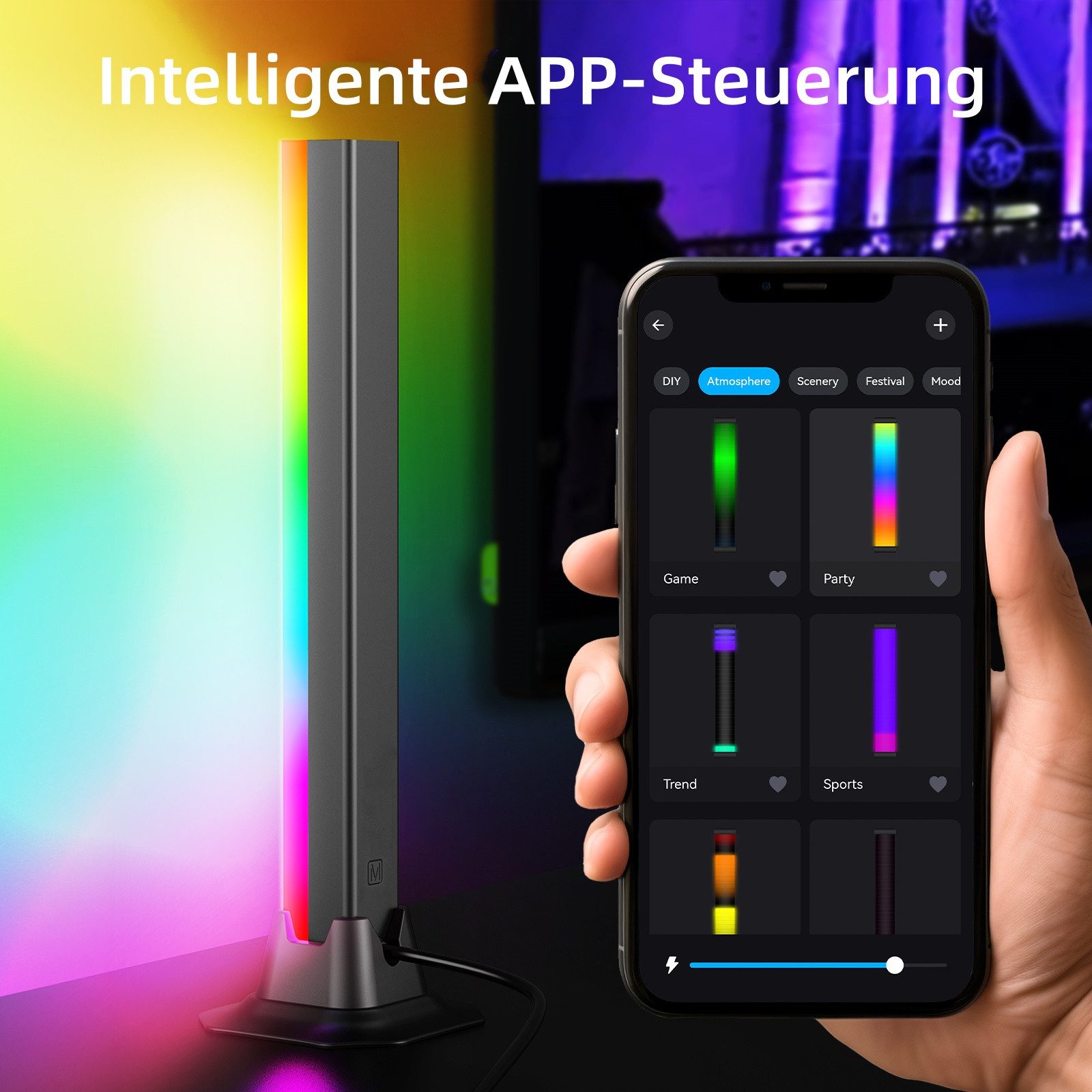 Novostella LED Stripe LED Lightbar RGB Gaming Lampe Ambiente Licht Bar 2 PC günstig online kaufen