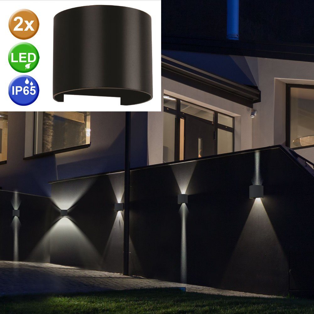 etc-shop Außen-Wandleuchte, 2er Set LED Außen Wand Lampen Garten Effekt UP  DOWN Leuchten Flügel schwenkbar online kaufen | OTTO