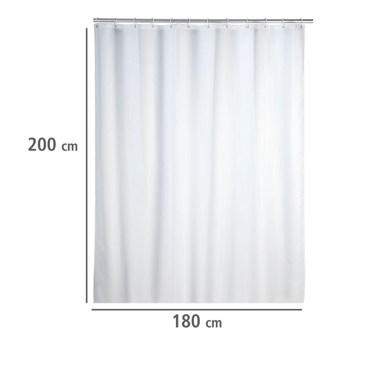 WENKO Duschvorhang Uni White Breite 180 cm, Höhe 200 cm, Polyester, waschbar