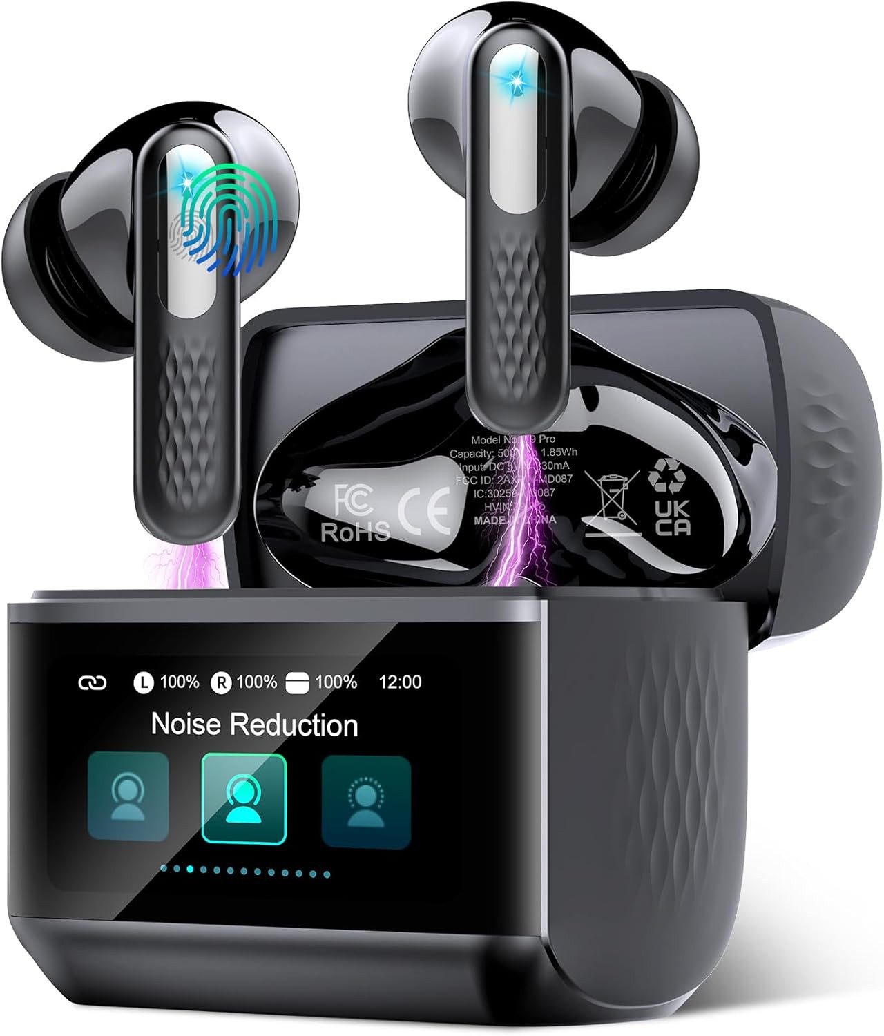 OYLCDI Bluetooth Kopfhörer,ANC mit Touch Control Bluetooth 5.4 Stereo In-Ear-Kopfhörer (Reduzierung des Anrufrauschens und Intelligente Bassoptimierung, HiFi Stereo, ANC Noise Cancelling Earbuds, 40 Std Laufzeit, IPX4 Wasserdichte Kabellose Sport Bluetooth Kopfhörer, für Übung, Büro und Langzeitgebrauc)