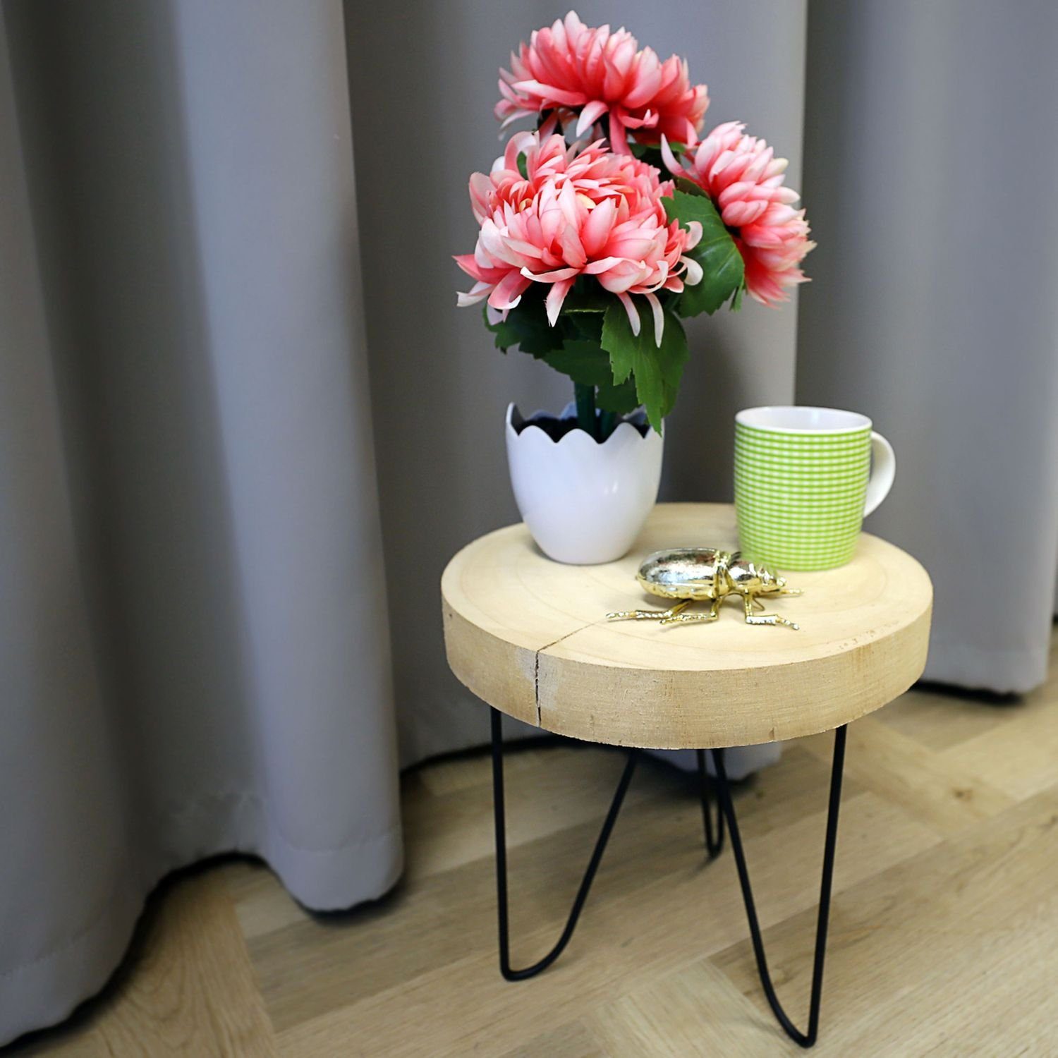Pflanzenhocker Dekotisch Gartentisch Holztisch 29,5x29cm Nachttisch BURI Beistelltisch