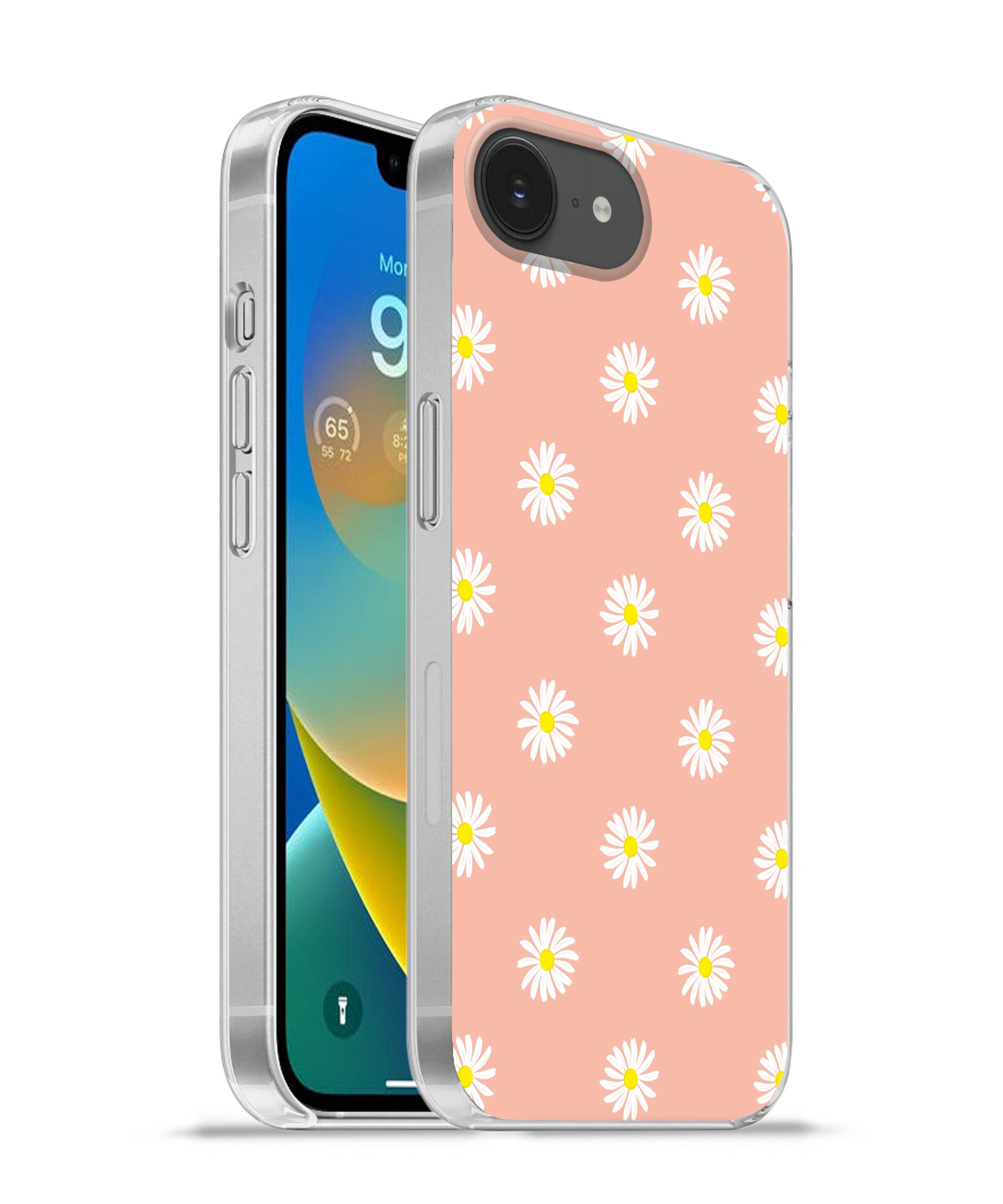 MuchoWow Handyhülle für Apple iPhone 16e Gänseblümchen - Pastell - Weiß - Rosa - Blumendru, Smartphone-Bumper, Print, Handy Schutzhülle Dünn