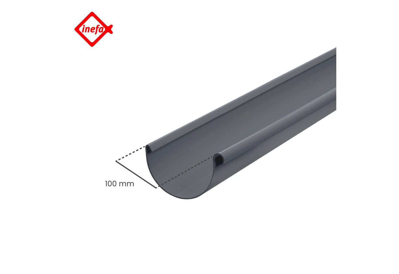 Thumbnail - INEFA Dachrinne Dachrinne halbrund 200cm PVC, NW 100. 1 Stück, Kunststoff, Rinne für Dach, Kunststoffrinne - für Gartenh...