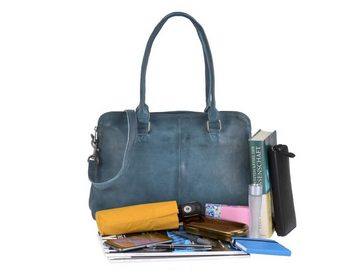 Bear Design Shopper "Bona" Callisto Pelle Leder, Handtasche, Umhängetasche, Damen Schultertasche 38cm, Leder in türkis