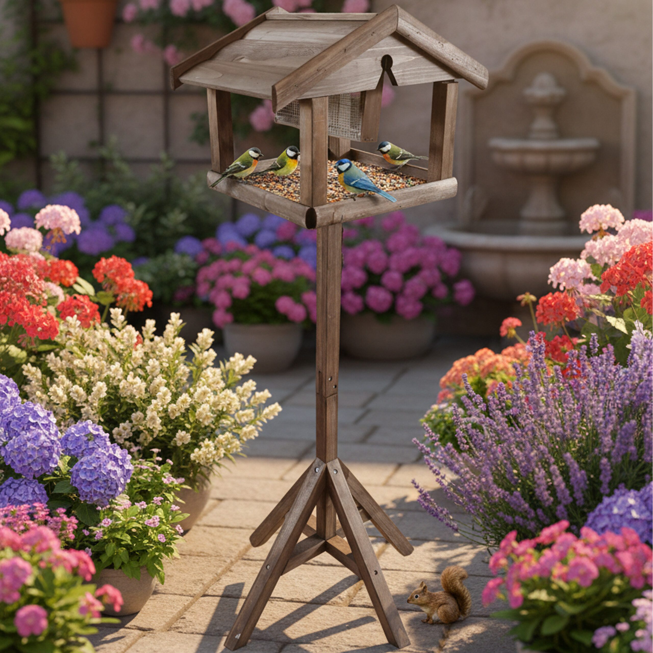 relaxdays Vogelhaus Vogelfutterhaus mit Ständer, braun günstig online kaufen