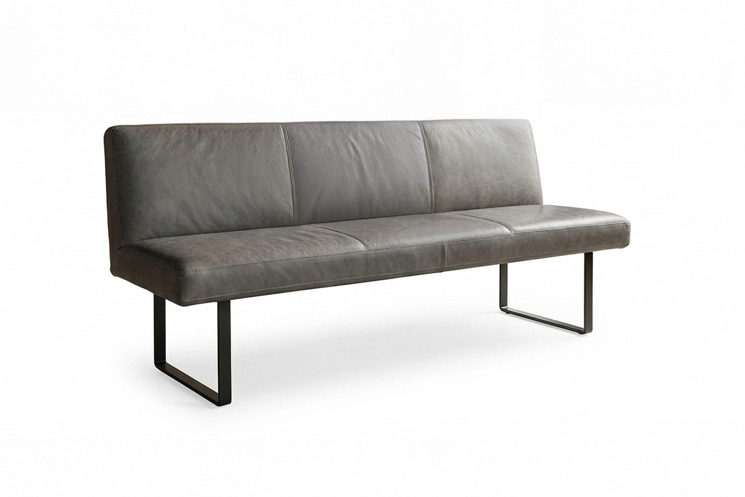 KAWOLA Sitzbank ELEEN Esszimmerbank Leder pigmentiert – modernes Design, 243 cm Breite, hoher Sitzkomfort, Metallgestell schwarz