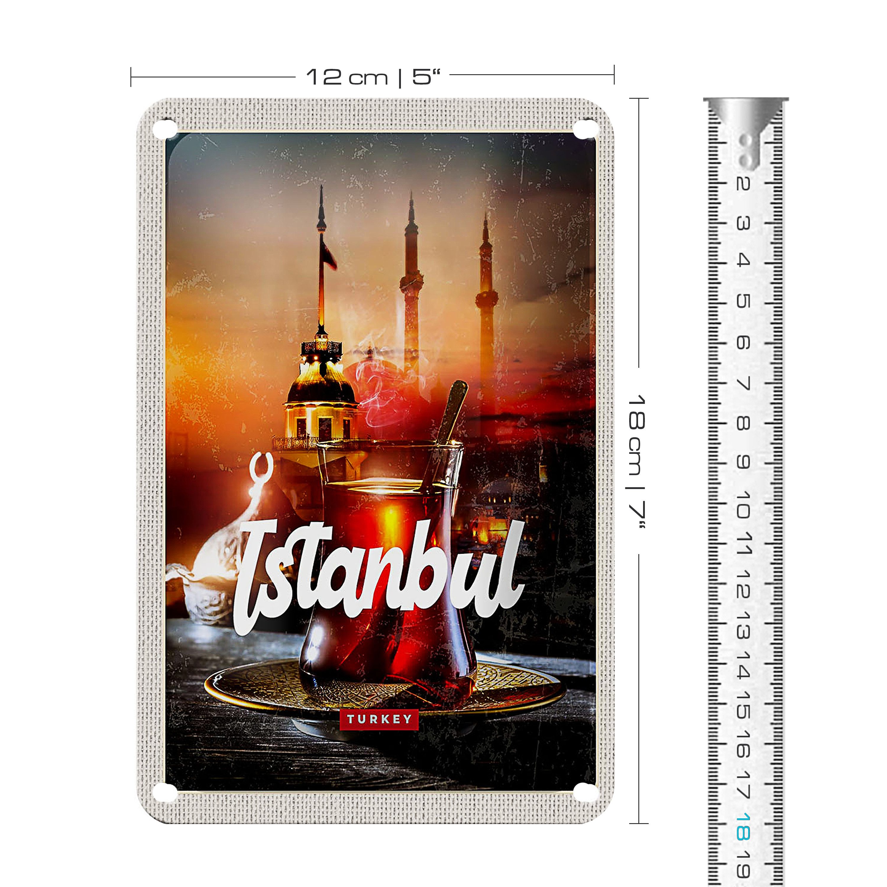 Roomando Metallschild Reise 12x18cm Istanbul Turkey Çay türkischer Tee
