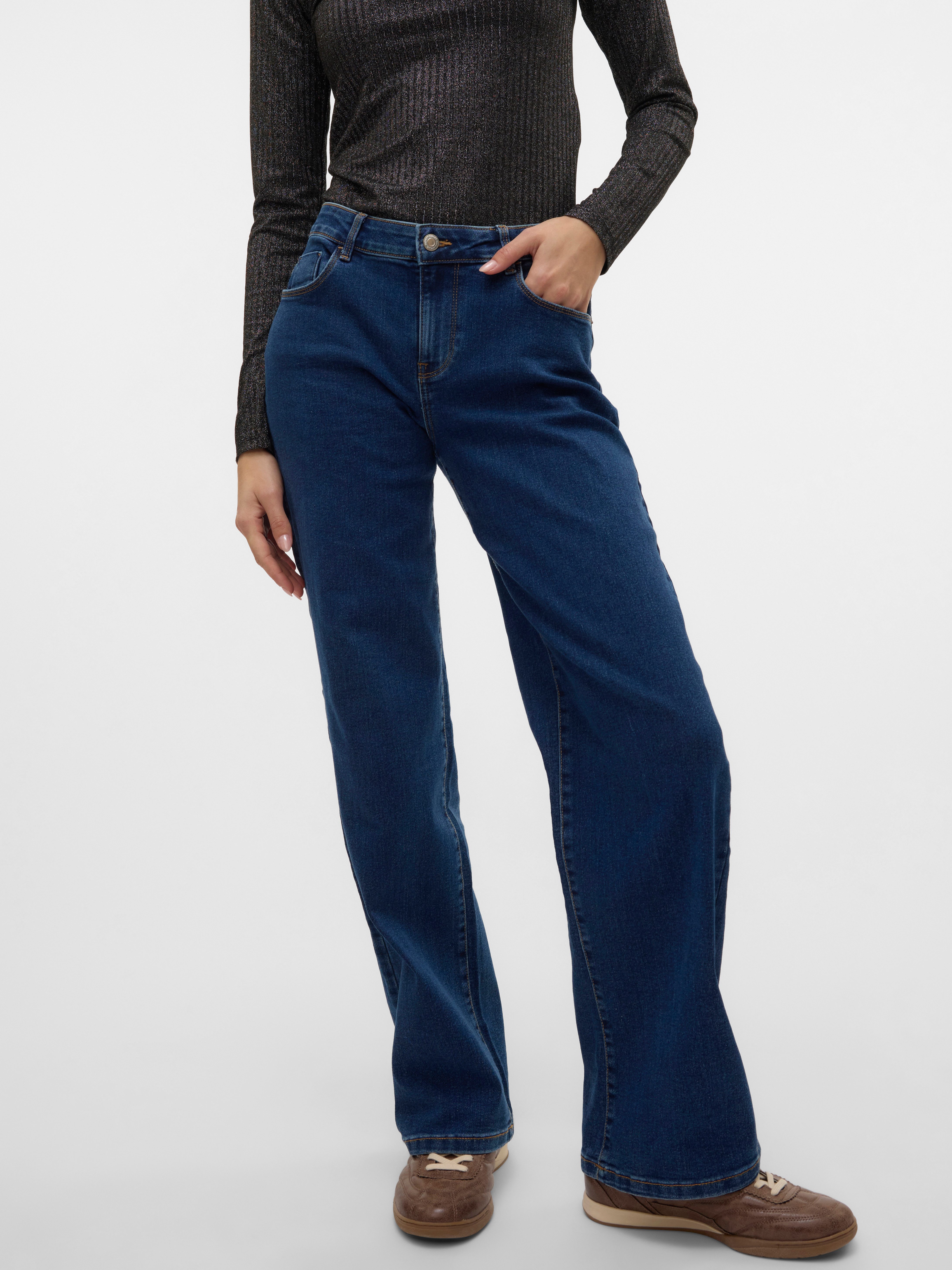 Vero Moda Weite Jeans VMELLY MR WIDE JEANS BLUE NOOS günstig online kaufen
