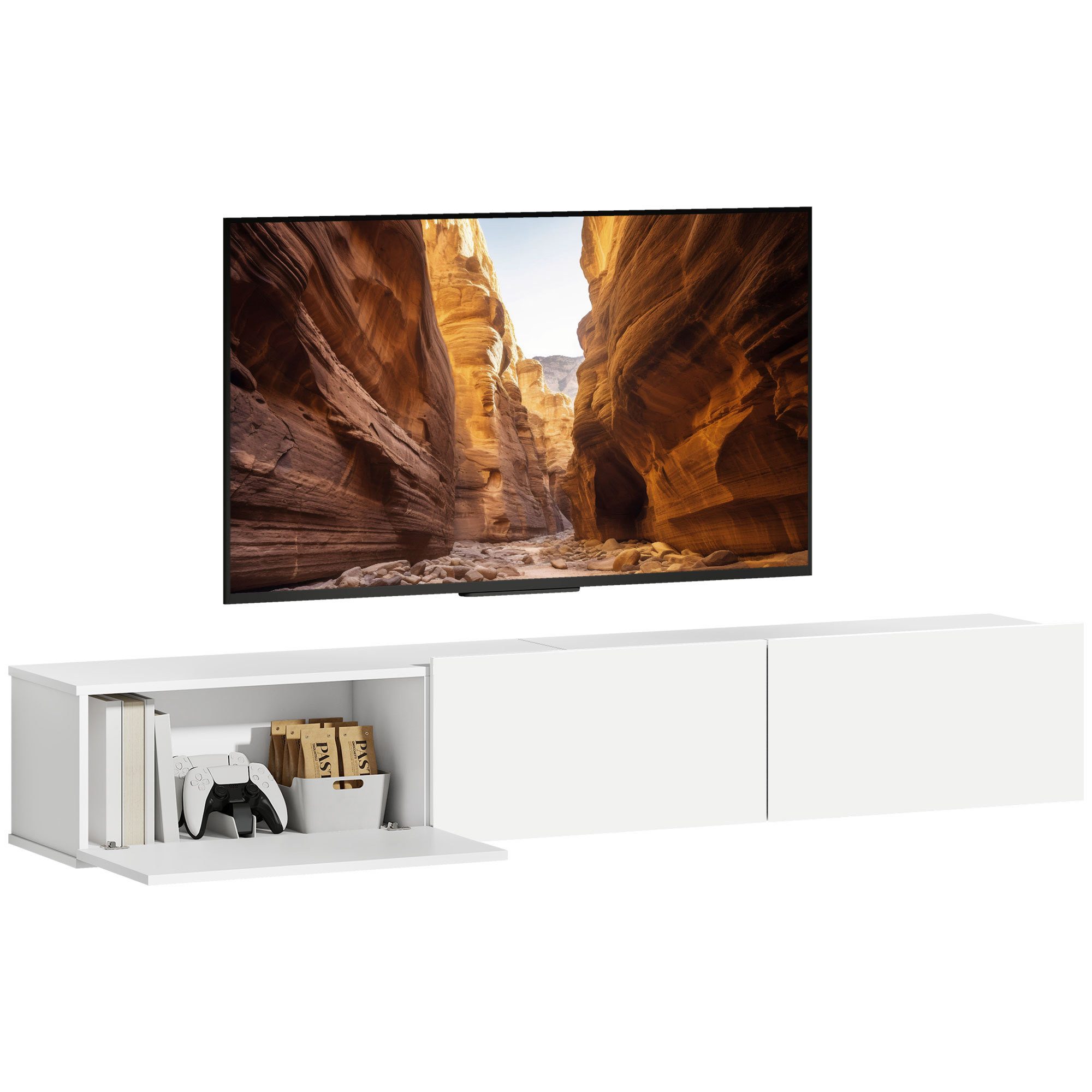 FELIXLEO Schranktür Schwebender TV Schrank, Wandmontage, 3 Schubladen, Weiß (1 St)