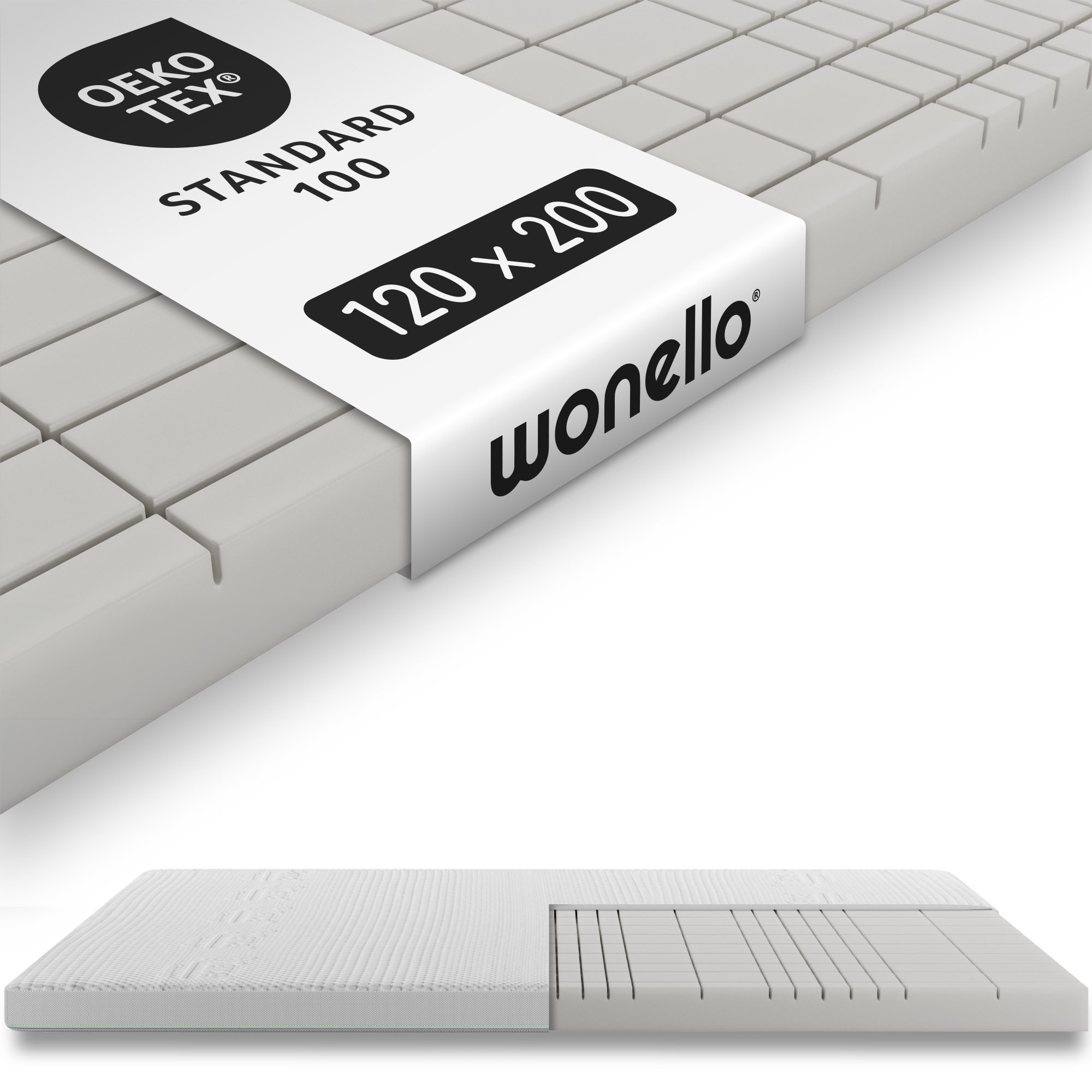 wonello, Цилиндр CubeComfort, 8.5 cm hoch, Kaltschaum, TENCEL™ 7-Zonen Матрасыtopper, druckentlastend, waschbar, bis 150kg