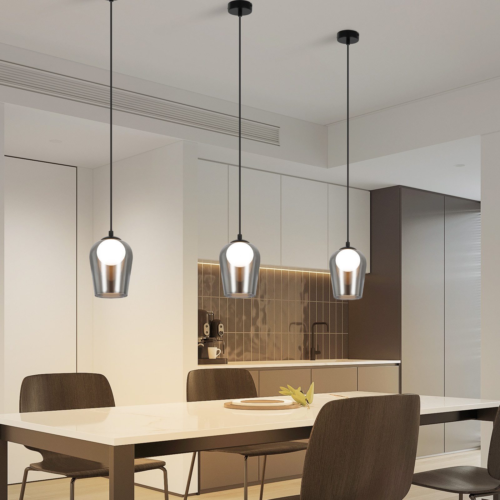 ZMH Pendelleuchte Esszimer Schwarz 1 Flammig Hängeleuchte Glas G9 Nachtisch Treppenhaus, Hochwertige Design, ohne Leuchtmittel, Höhenverstellbar für Wohnzimmer Esstischlampe Flur