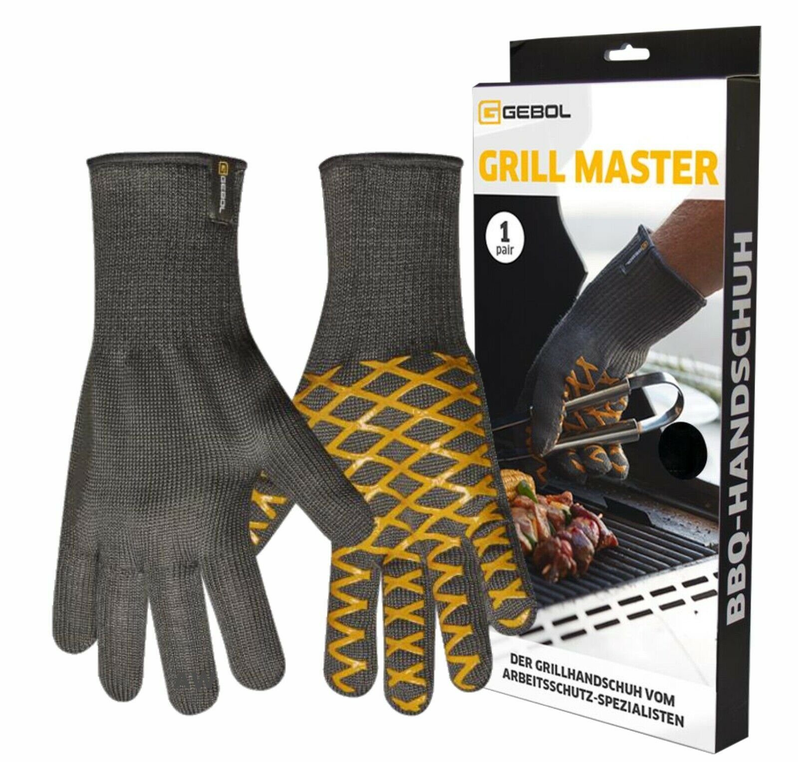 Gebol Grillhandschuhe Grillhandschuhe Paar GRILL MASTER hitzebeständig Handschuhe BBQ Handschuhe | Grillhandschuhe