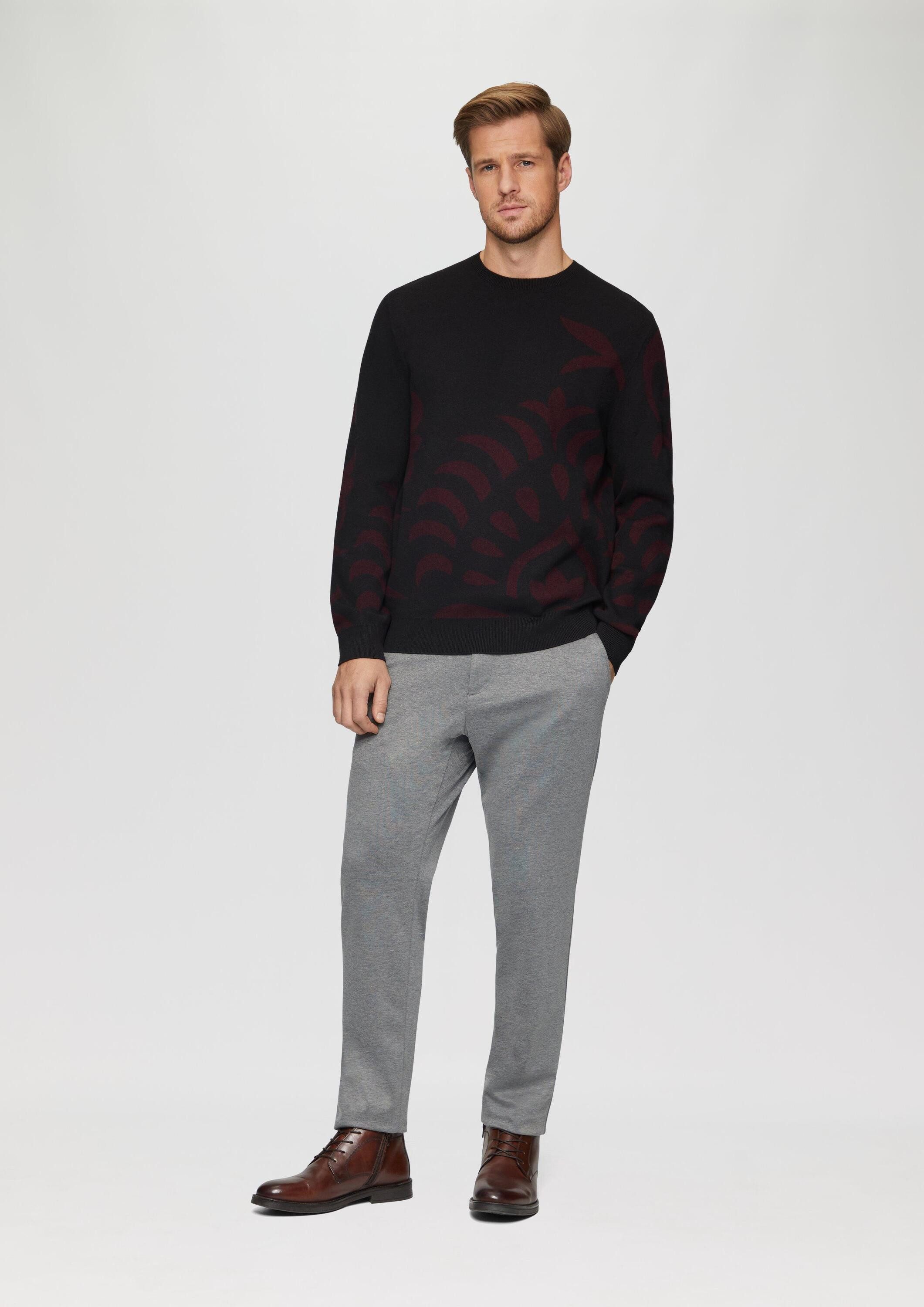 s.Oliver Longpullover Strickpullover Strickpullover mit Jacquard-Muster