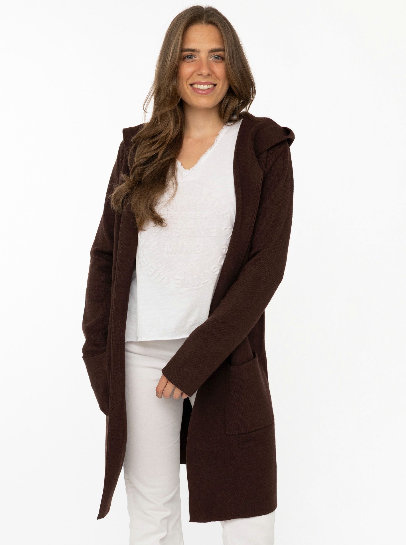 Zwillingsherz Cardigan Kapuze, Taschen, Langarm, ohne Verschluss
