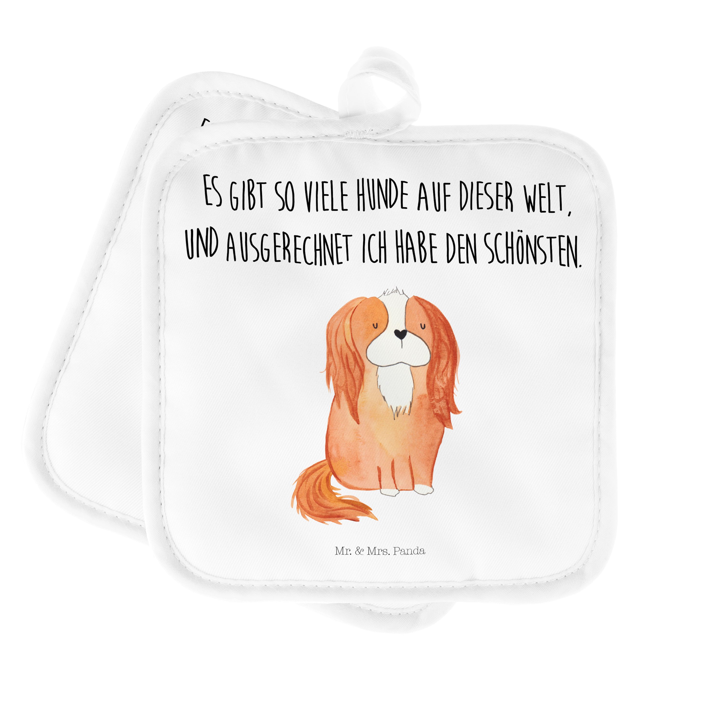 & Schlappohren, King Charles Mr. Hund, - (1-tlg) Spaniel - Topflappen Geschenk, Panda Cavalier Mrs. Weiß