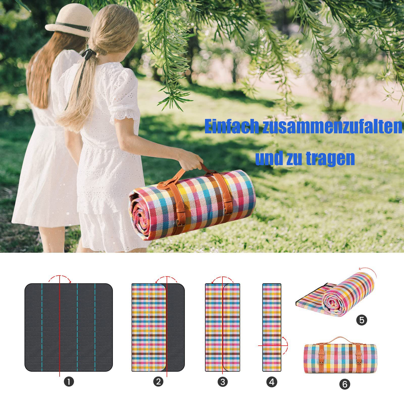 Picknickdecke, BYSURE, 200cm x 200cm Outdoor-Teppich extra große Picknickdecke Stranddecke