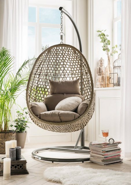 DESTINY Hängesessel Cocoon De Luxe, Polyrattan/Alu, inkl. Sitz- und Rückenkissen