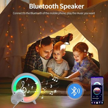 BlingBin LED Nachttischlampe Wecker Digital Kinder Farbwechsel Alarmwecker Lichtwecker, APP, LED fest integriert, Tischlampe Bluetooth-Lautsprecher für Erwachsene Kinder Schlafzimmer
