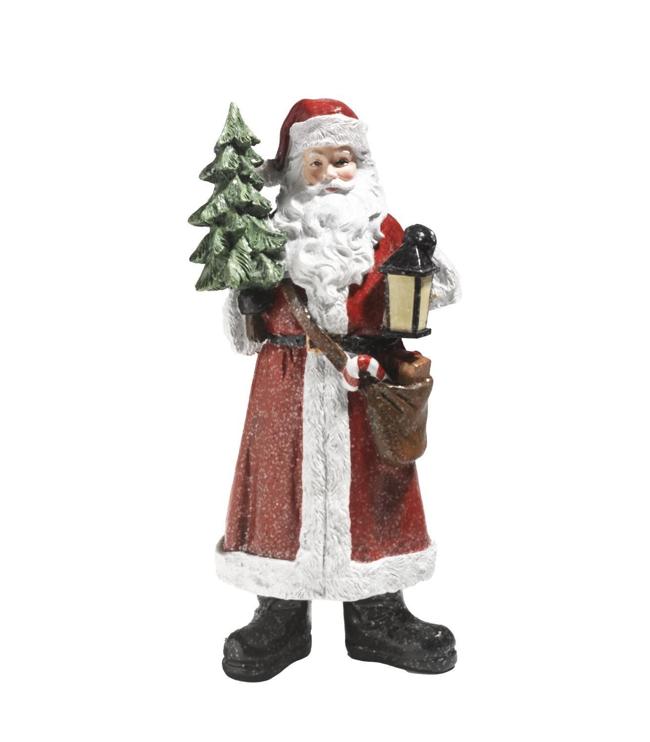 Weihnachtsmann Deko-Figur GUSTELLO, Rot, Schwarz, Weiß, Naturstein, Polystein, B 13 x H 26,5 x T 10 cm