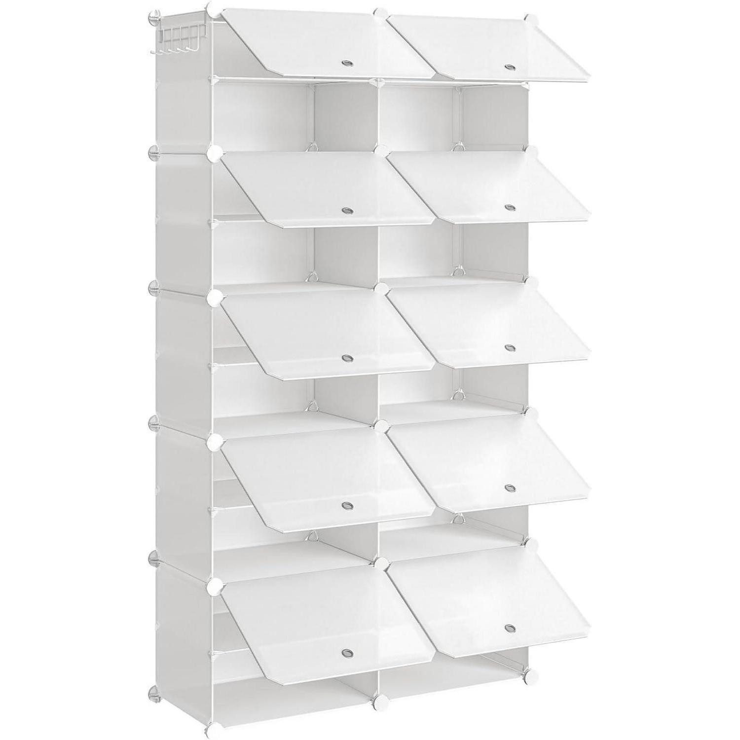 LuxusKollektion Schuhschrank Schuhregal 10 Fächer 40 Paar 10 Fächern( 80 x 30 x 150 cm)  Weiß