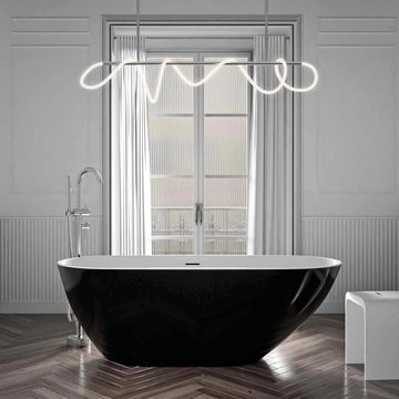 Bernstein Badewanne ROMA, (modernes Design / Acrylwanne / Sanitäracryl / mit Siphon / Innen: Weiß), freistehende Wanne / Schwarz / 170 cm x 75 cm / Acryl / Oval