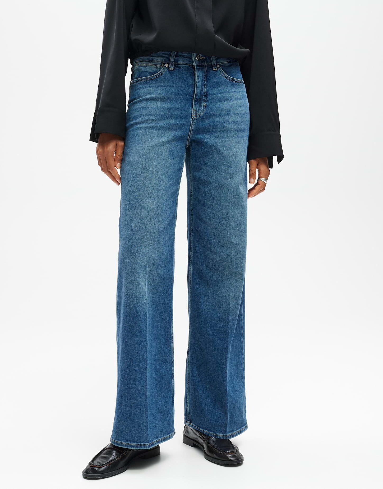 someday Weite Jeans CELLMA ICONIC aus Baumwollmix Mid Rise Mid Rise, Ankle, nach vorne verlaufende Seitennaht