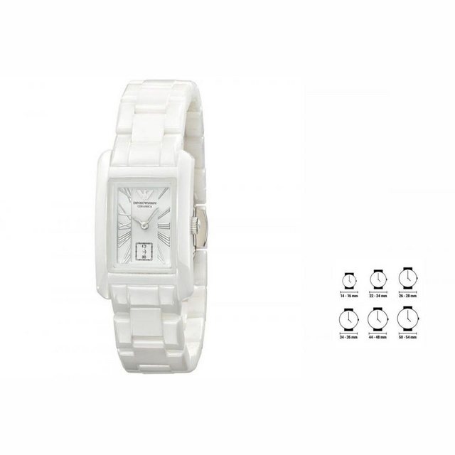 Giorgio Armani Quarzuhr Armani Damenuhr AR1409 Ø 42 mm Armbanduhr Uhr Keramik weiß schlank Ele