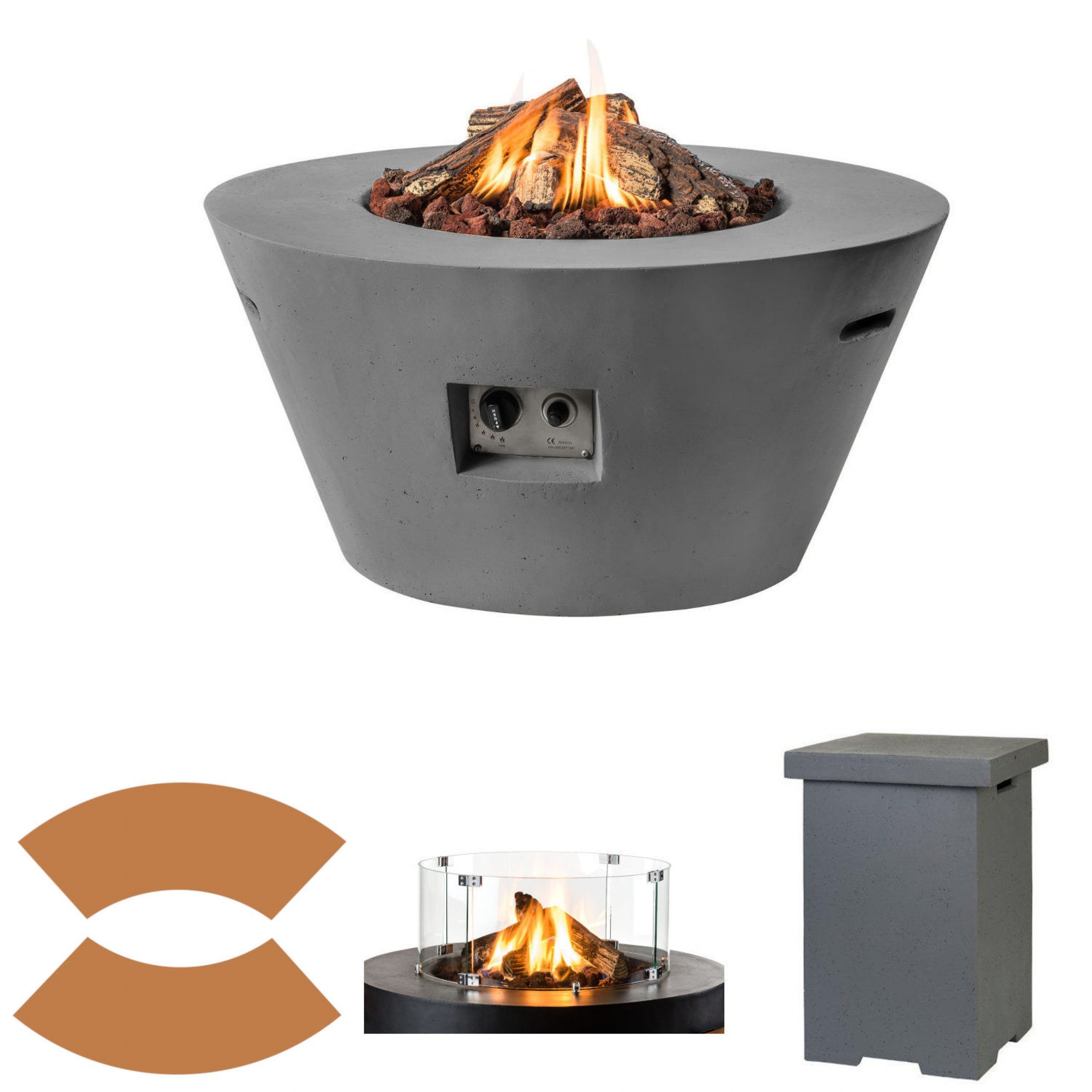 Happy Cocooning Feuertisch Happy Cocooning Mania Feuertisch Komplettset 19,5 kW Cone konisch