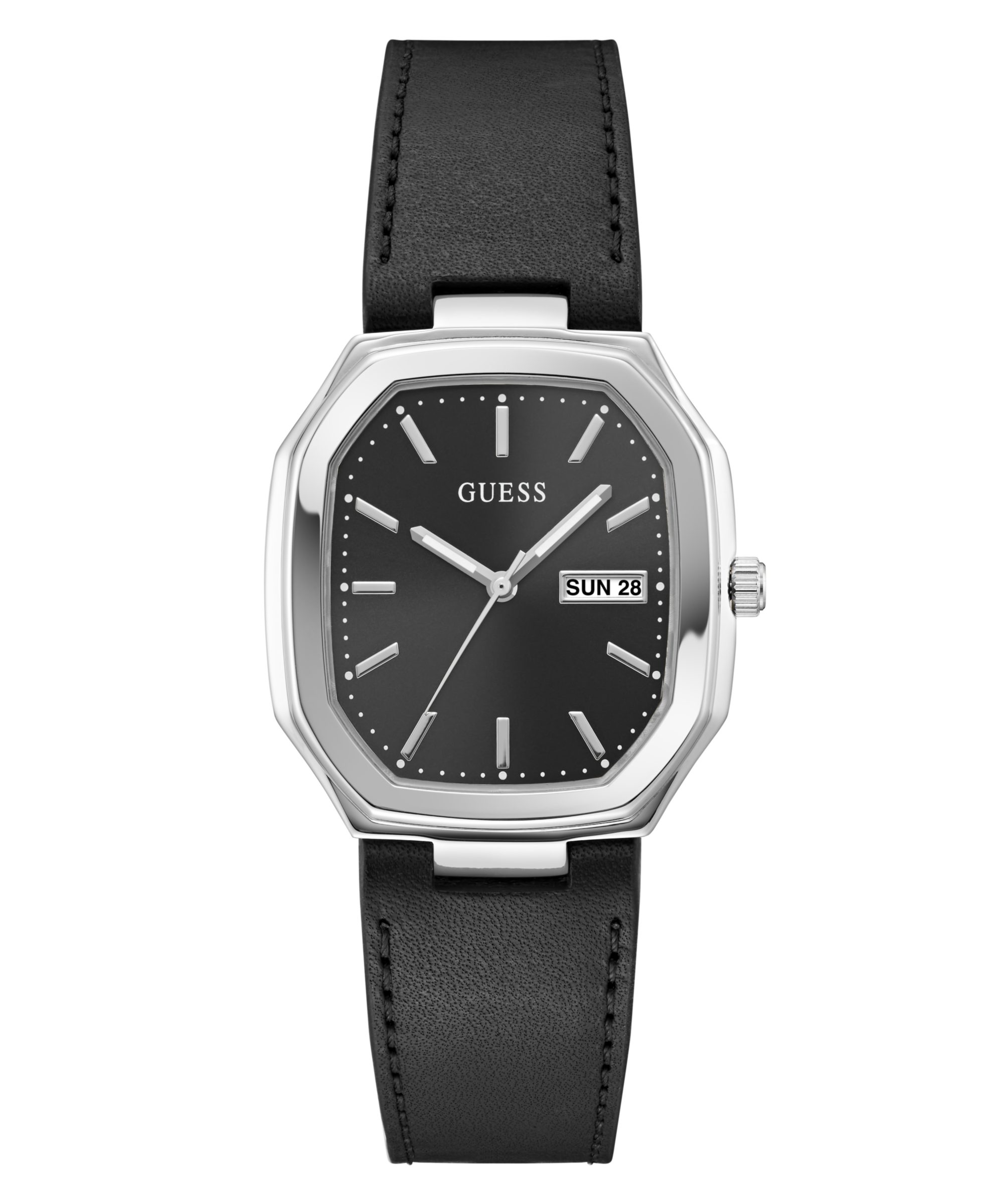 Guess Quarzuhr OLIVER GW1126G1, Armbanduhr, Herrenuhr, Lederarmband, analog, Tag, Wochentag