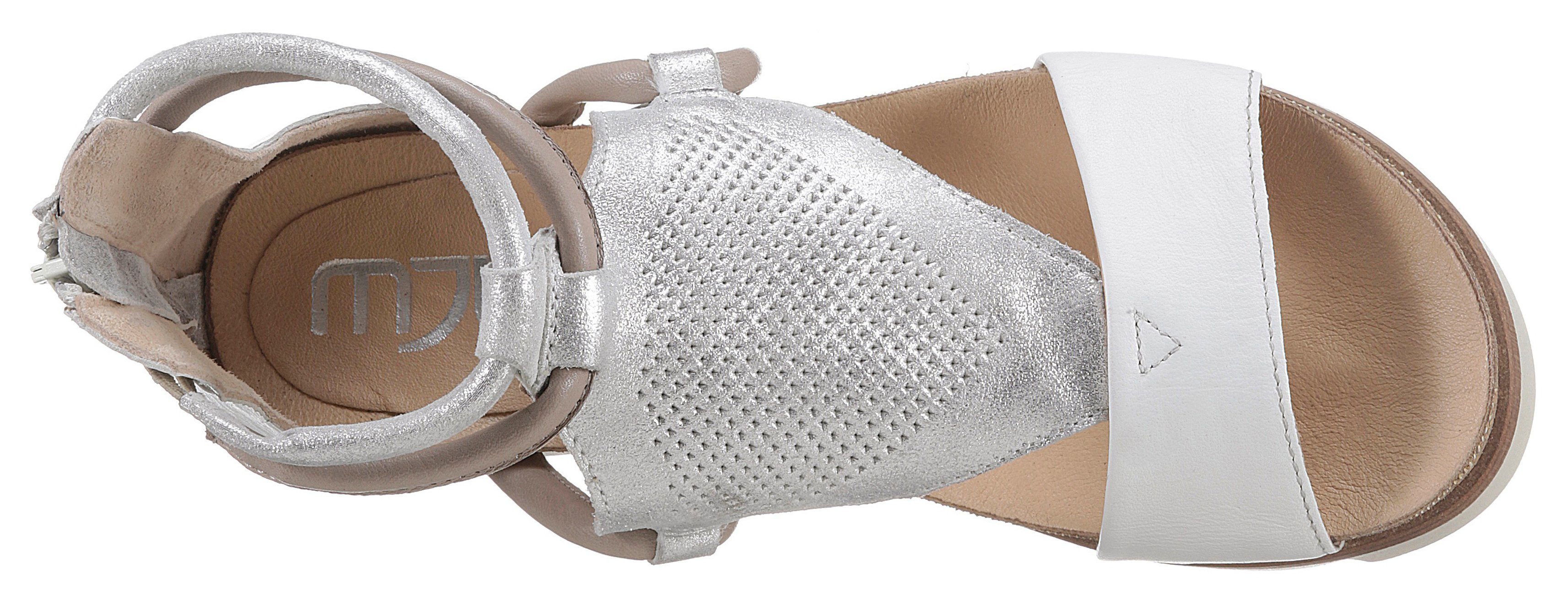 Mjus TAPASITA Sandalette mit weiß-silberfarben Metallic-Effekten