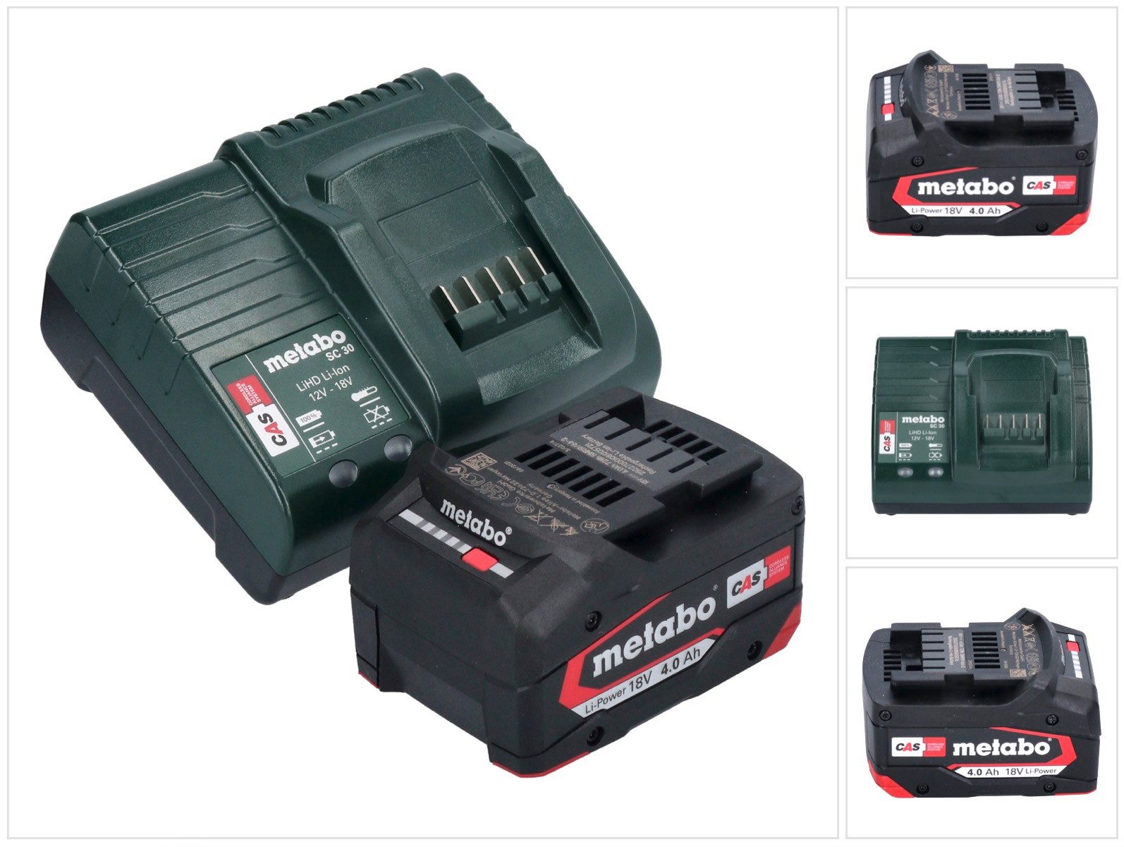 metabo Basic Set 1x Li-Power Akkupack 18 V 4,0 Ah + Metabo SC 30 Ladegerät 1 Akkupacks
