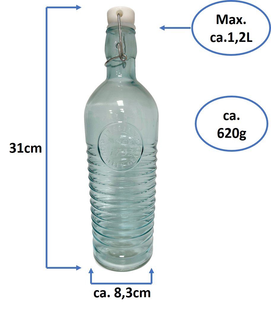 Trinkflasche Stück 1000ml mit - Emilja Glasflaschen1732 Bügelverschluss 2