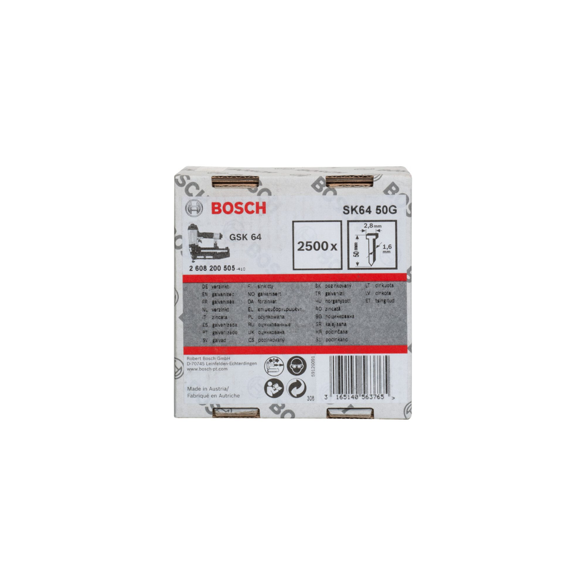 Bosch Professional Drahtstift Bosch Senkkopf-Stift SK64 50G 1,6 mm 50 mm verzinkt 2500 Stk