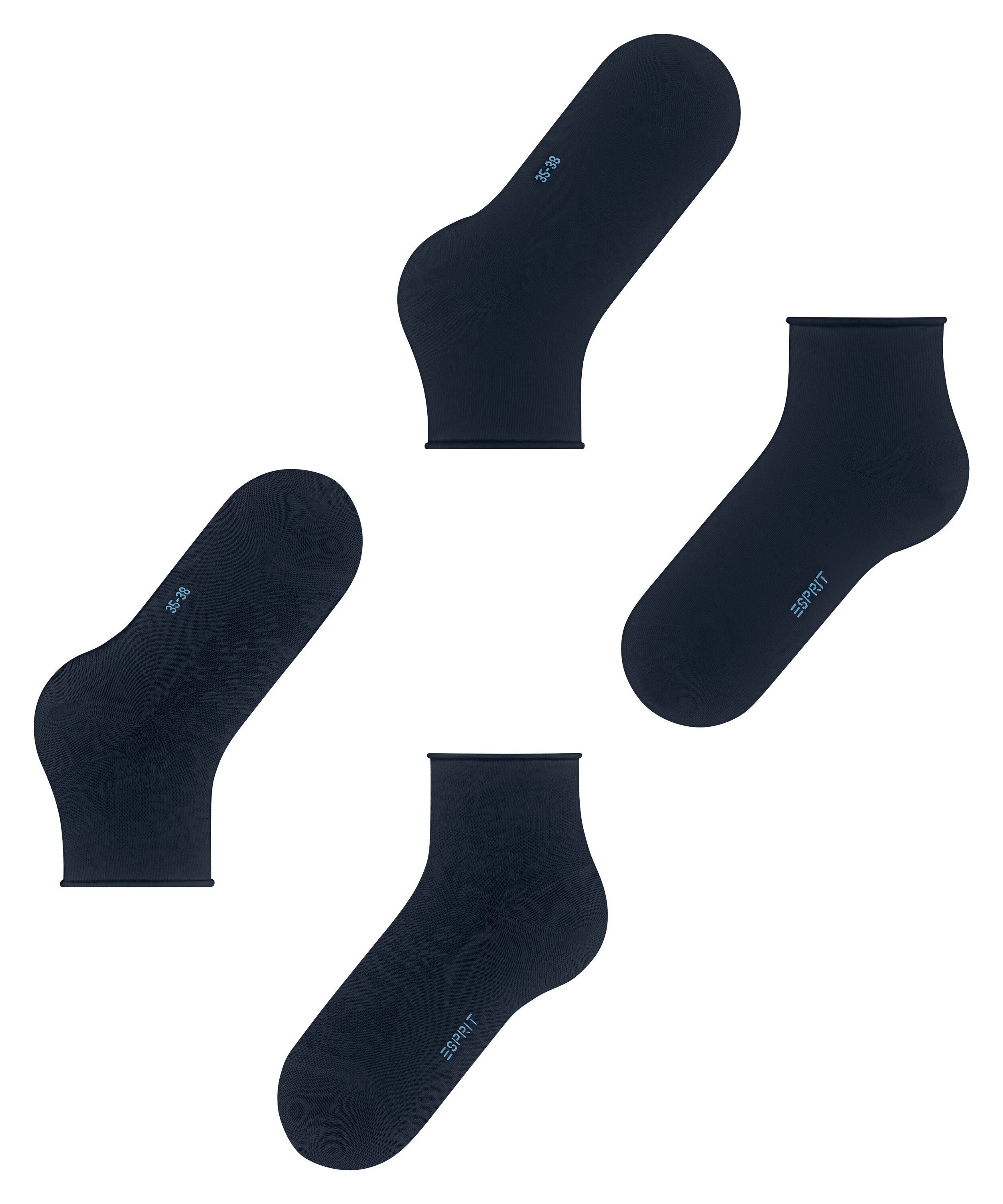 Esprit Kurzsocken Esprit Lacy Flowers 2-Pack Damen (2-Paar) – Bild 5 von 5