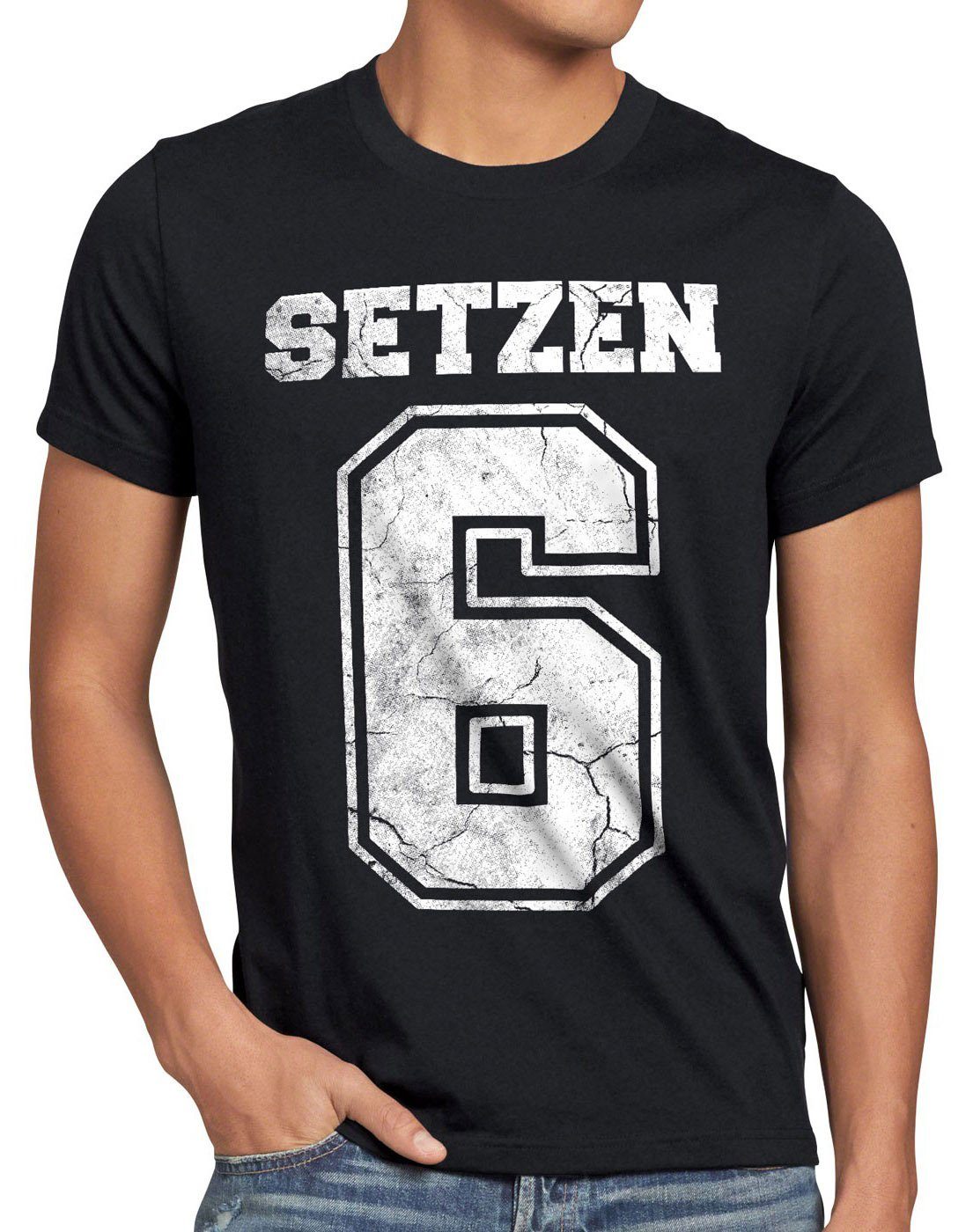 style3 Print-Shirt Herren T-Shirt Setzen Sechs schule zeugnis abschluss schwarz | T-Shirts