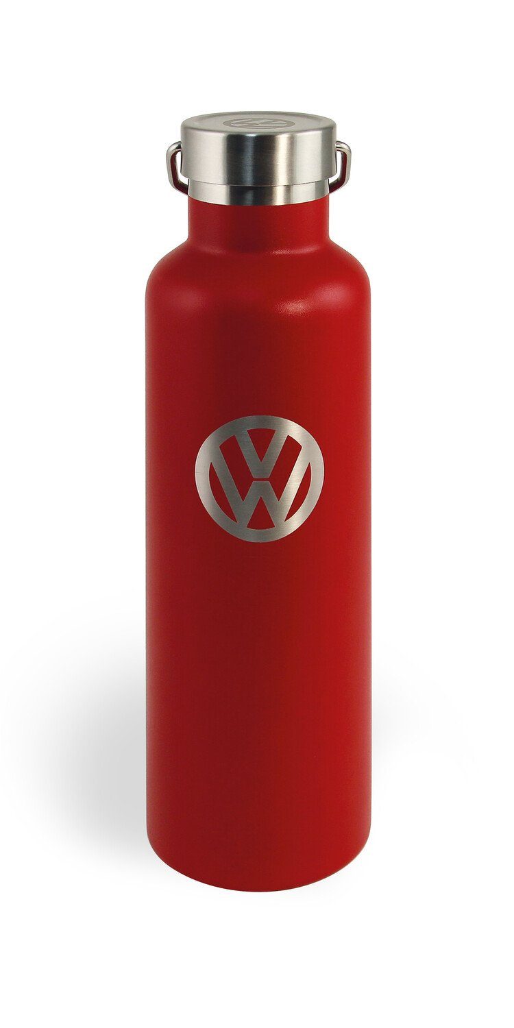 VW Collection by BRISA Thermoflasche Volkswagen Isolierter Edelstahl Thermo Becher, Stilvoller roter Travel Mug mit VW Logo, 735 ml