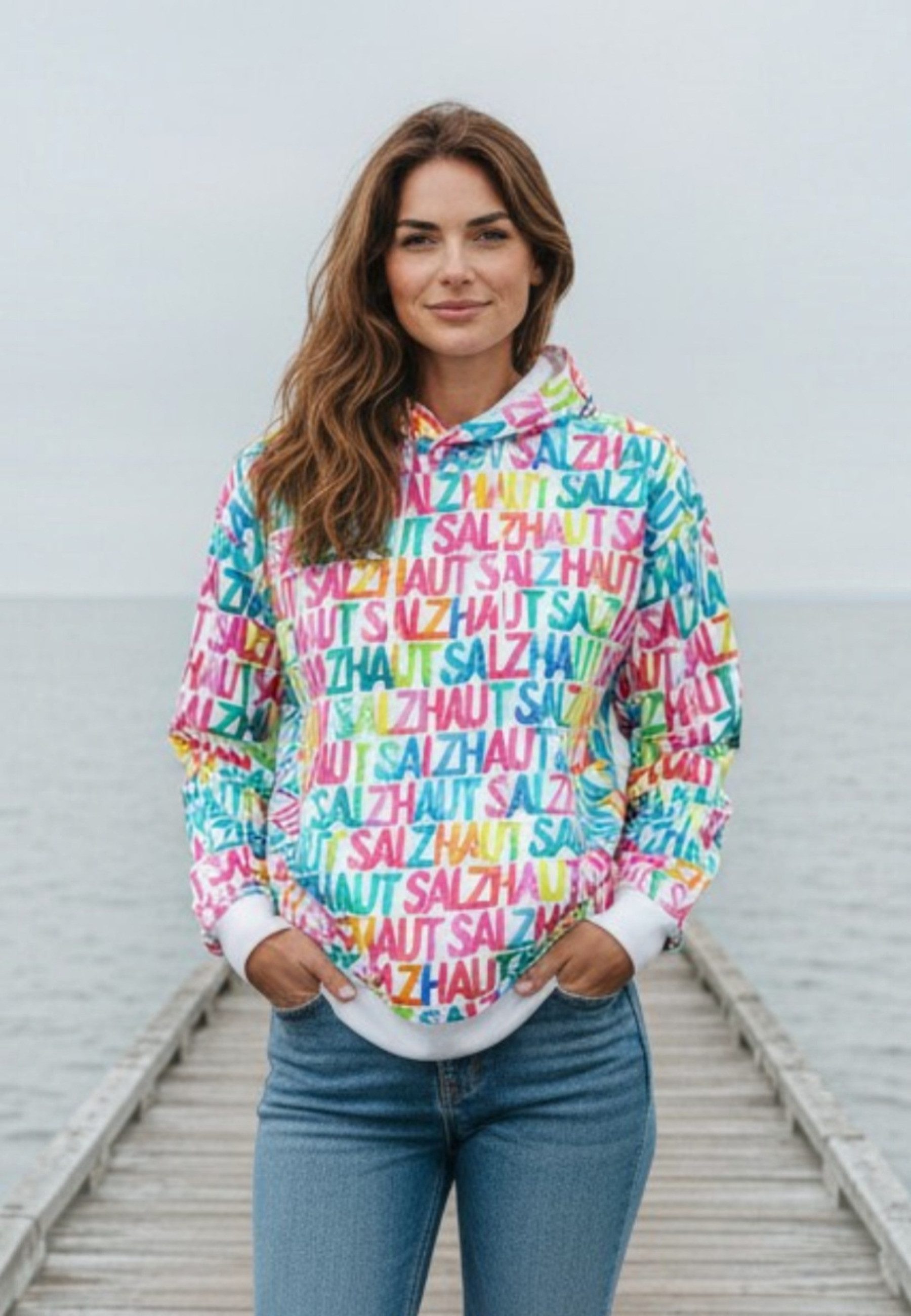 salzhaut Hoodie AFBOTT Damen normale Passform salzhaut Kapuzenpullover – bequemer Fit und nordisch klares Design