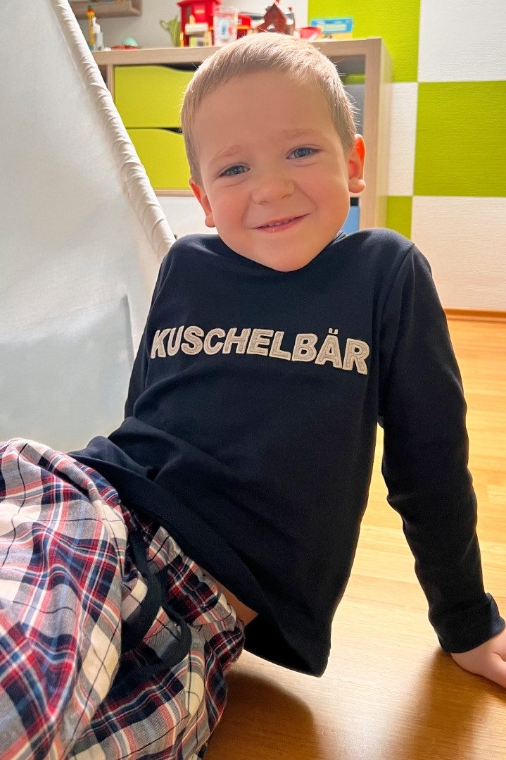 Louis & Louisa Pyjama Schlafanzug Kinder - KUSCHELBÄR FLANELL - dunkelblau/karo