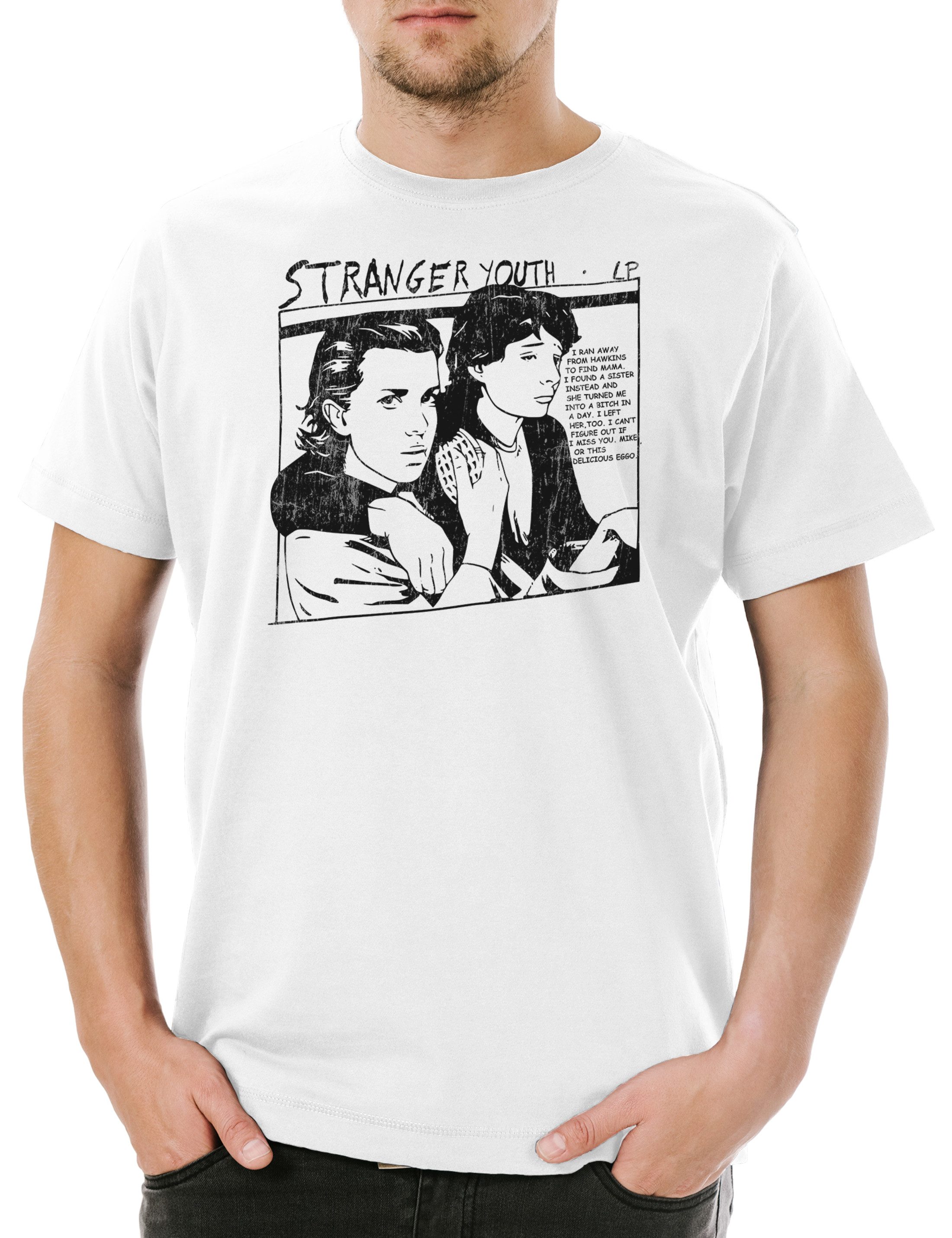 Print-Shirt Stranger Youth Herren T-Shirt Cover Album Platten Schallplatte Sonic