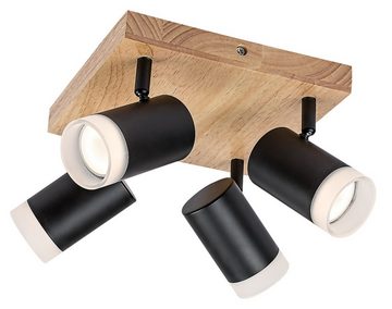 Rabalux LED Deckenspots "Toras" 4-flammig, Holz, schwarz, rund, GU10, ø60mm